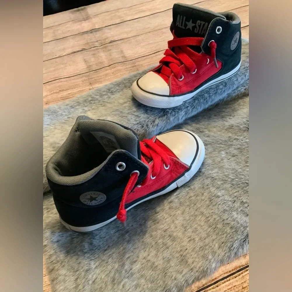Converse Kids Red & Black High-Top Sneakers Size 10